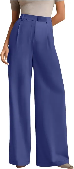 2025 Wide Leg Pants for Women High Waist Loose Casual Trousers Business Work Casual Pants with Pockets