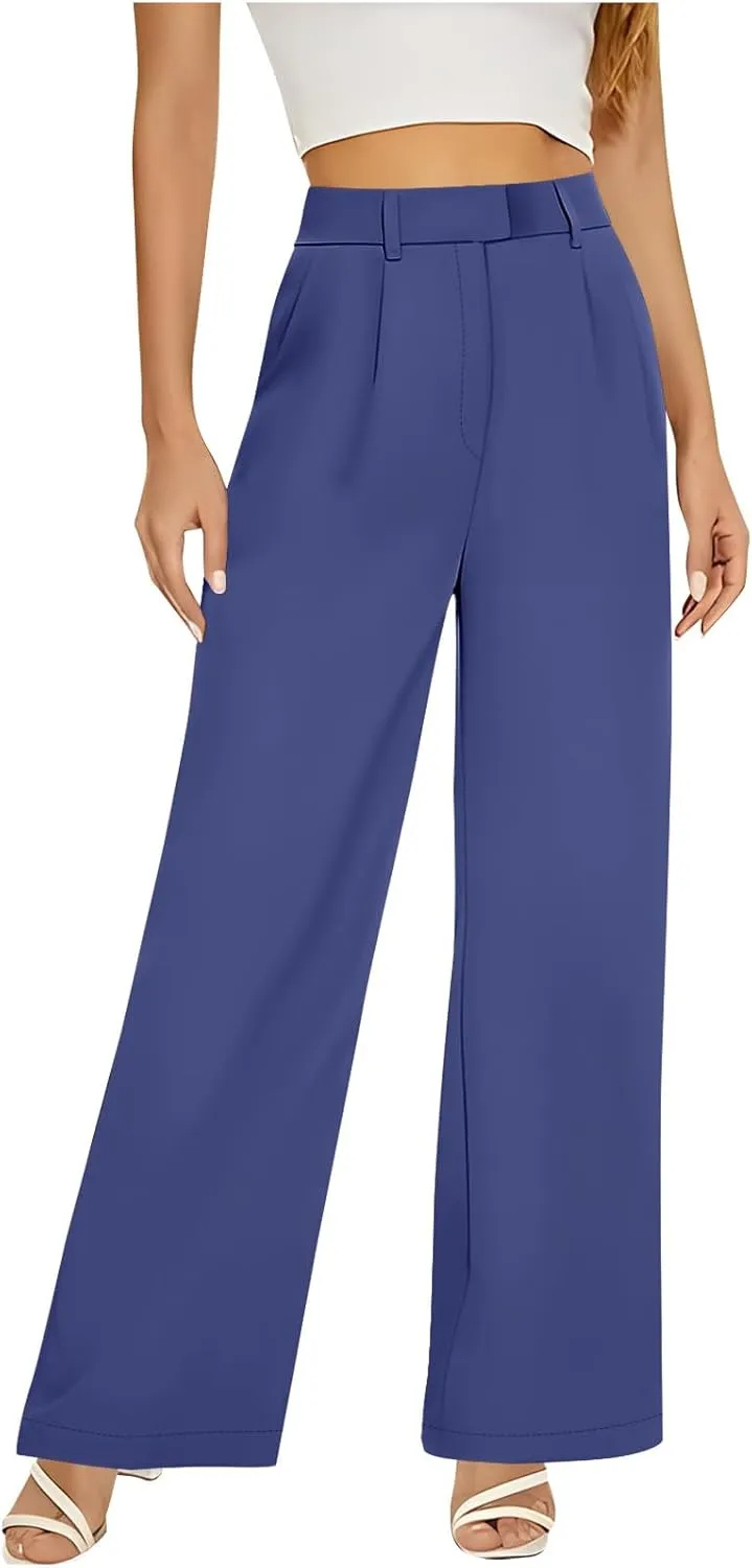 2025 Wide Leg Pants for Women High Waist Loose Casual Trousers Business Work Casual Pants with Pockets