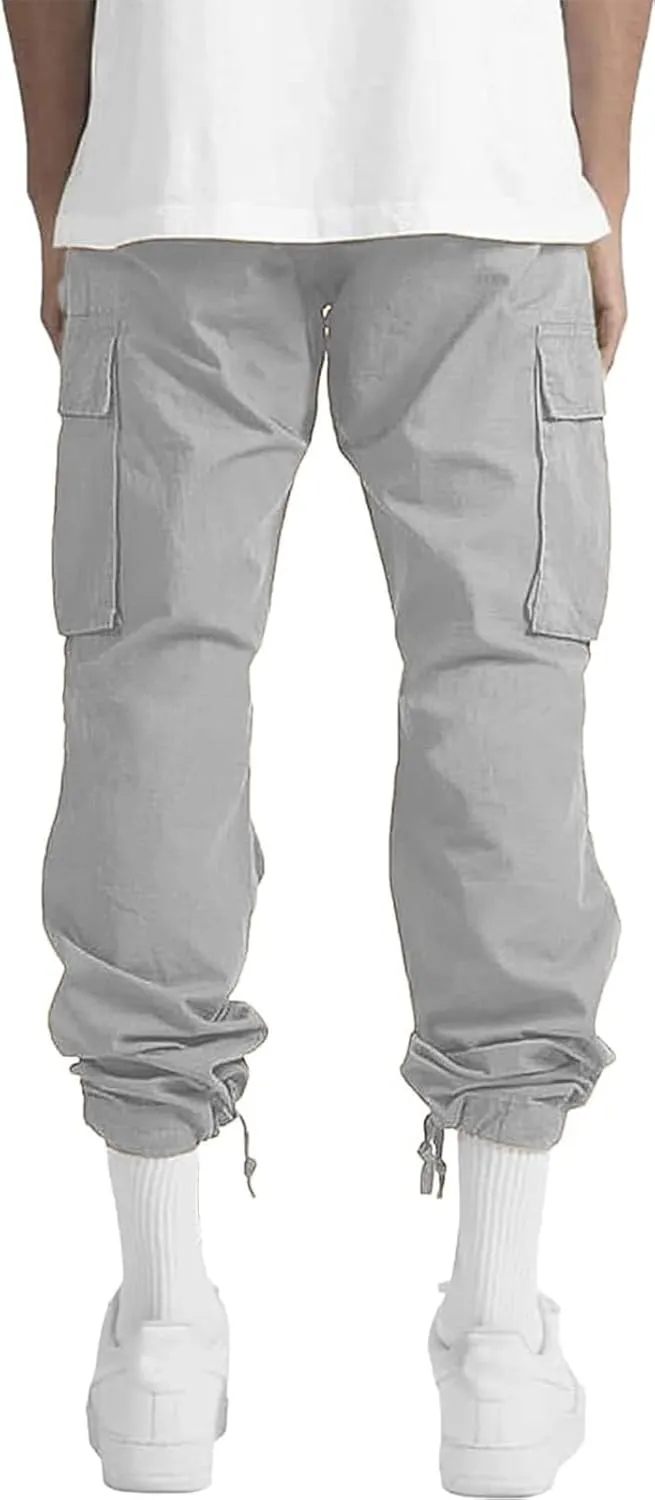 ALLABREVE Mens Casual Joggers Pants Hiking Drawstring Chino Cargo Pants Straight Leg Pants