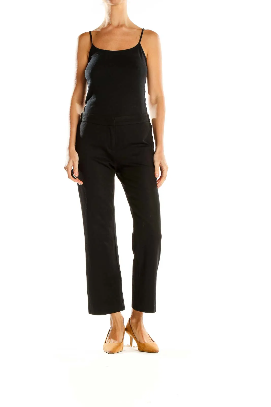 Black Cropped Wide-Leg Trousers