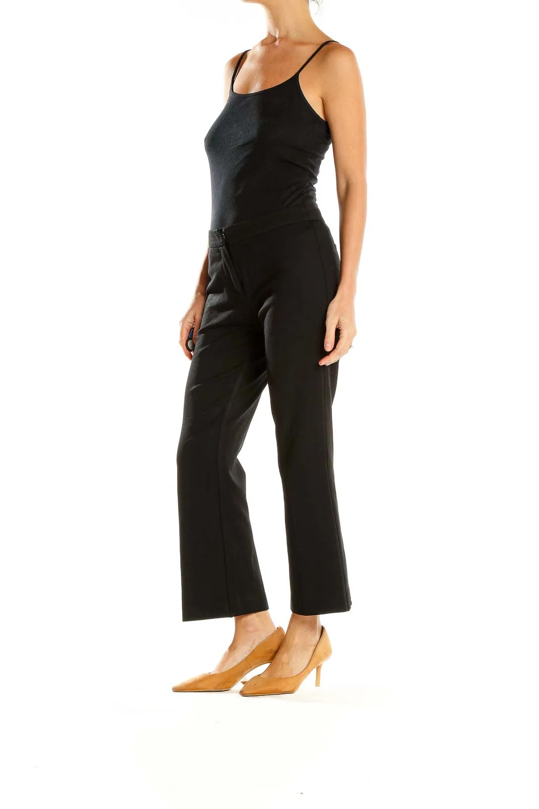 Black Cropped Wide-Leg Trousers