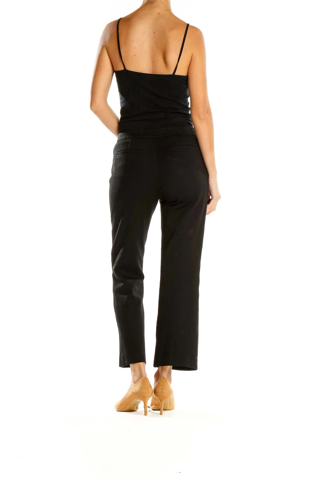 Black Cropped Wide-Leg Trousers
