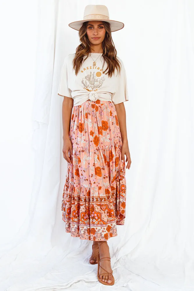 Broaden Social Horizons Maxi Skirt Peach