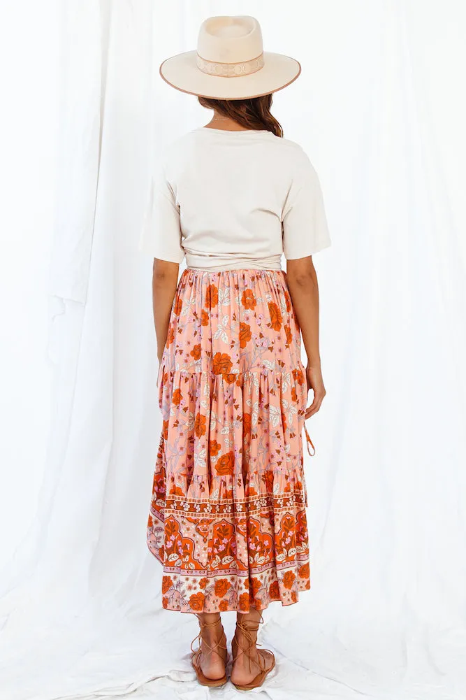 Broaden Social Horizons Maxi Skirt Peach