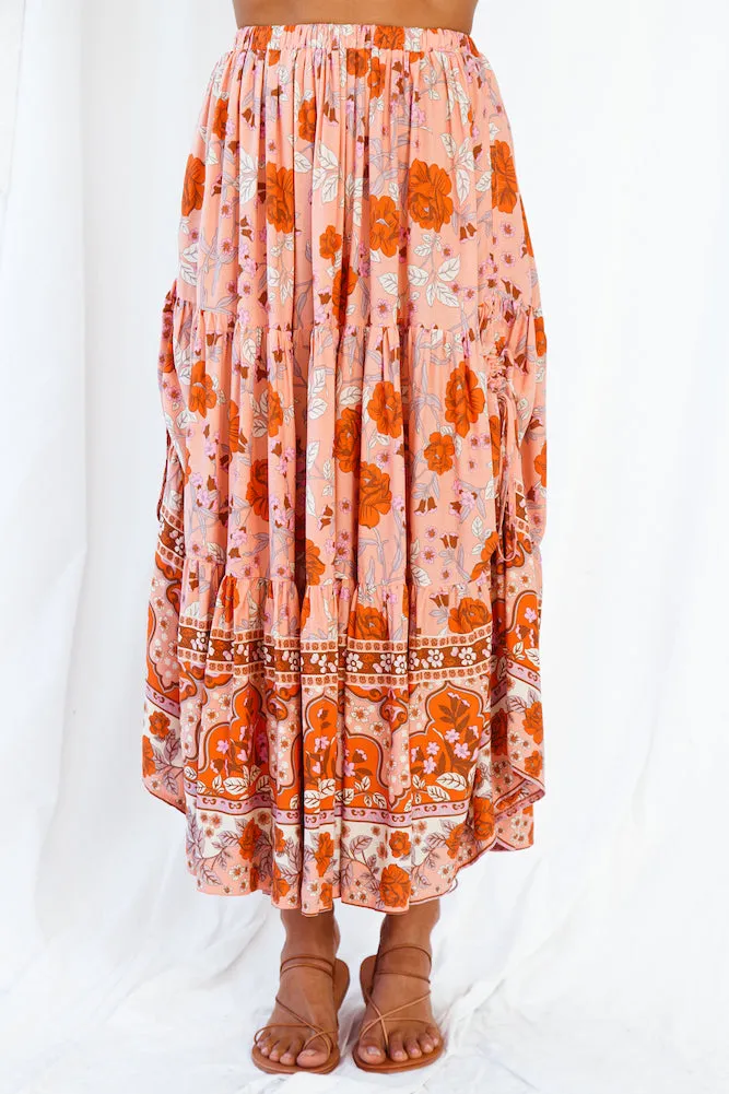 Broaden Social Horizons Maxi Skirt Peach