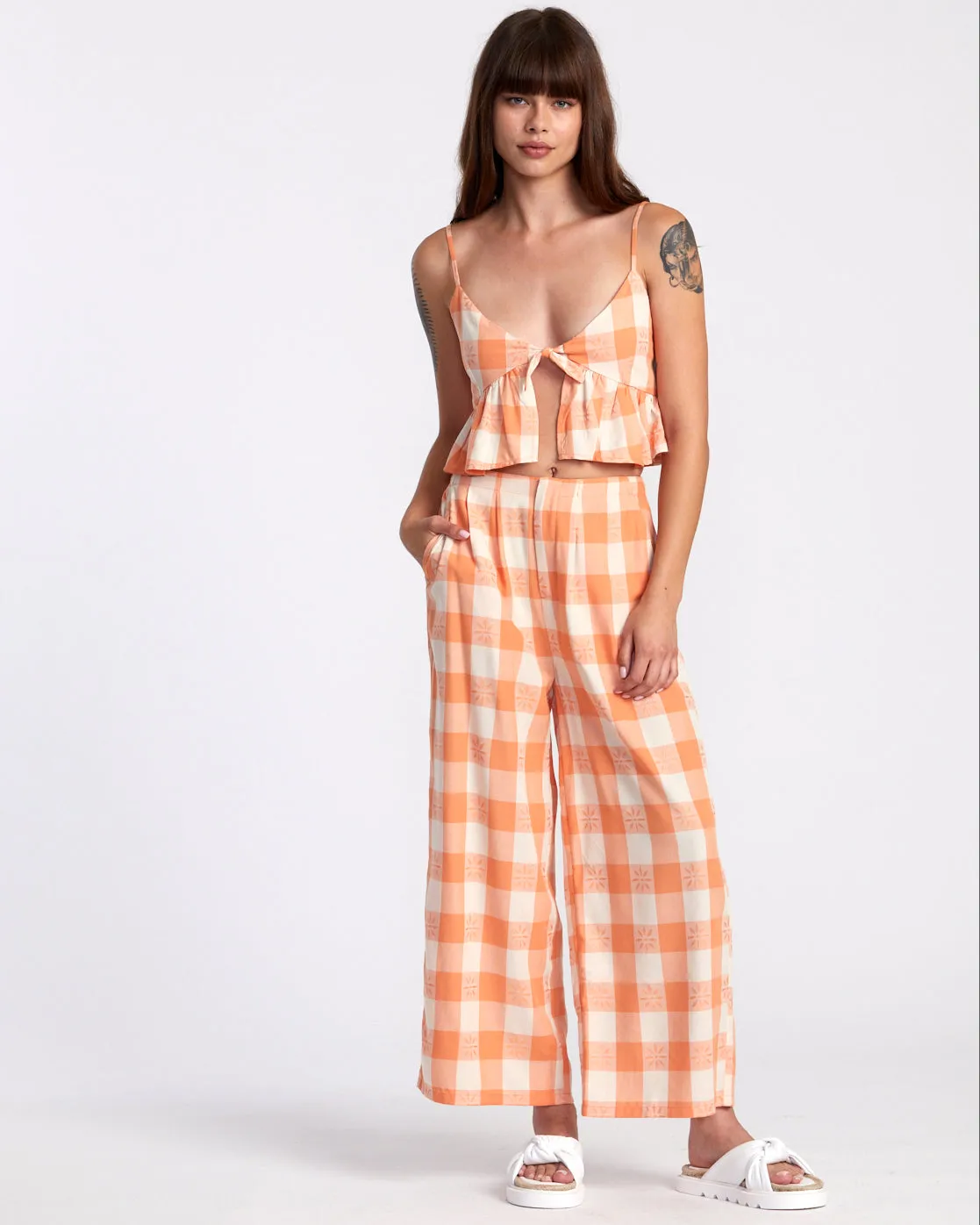 Callum Printed Wide Leg Pants - Copper Tan