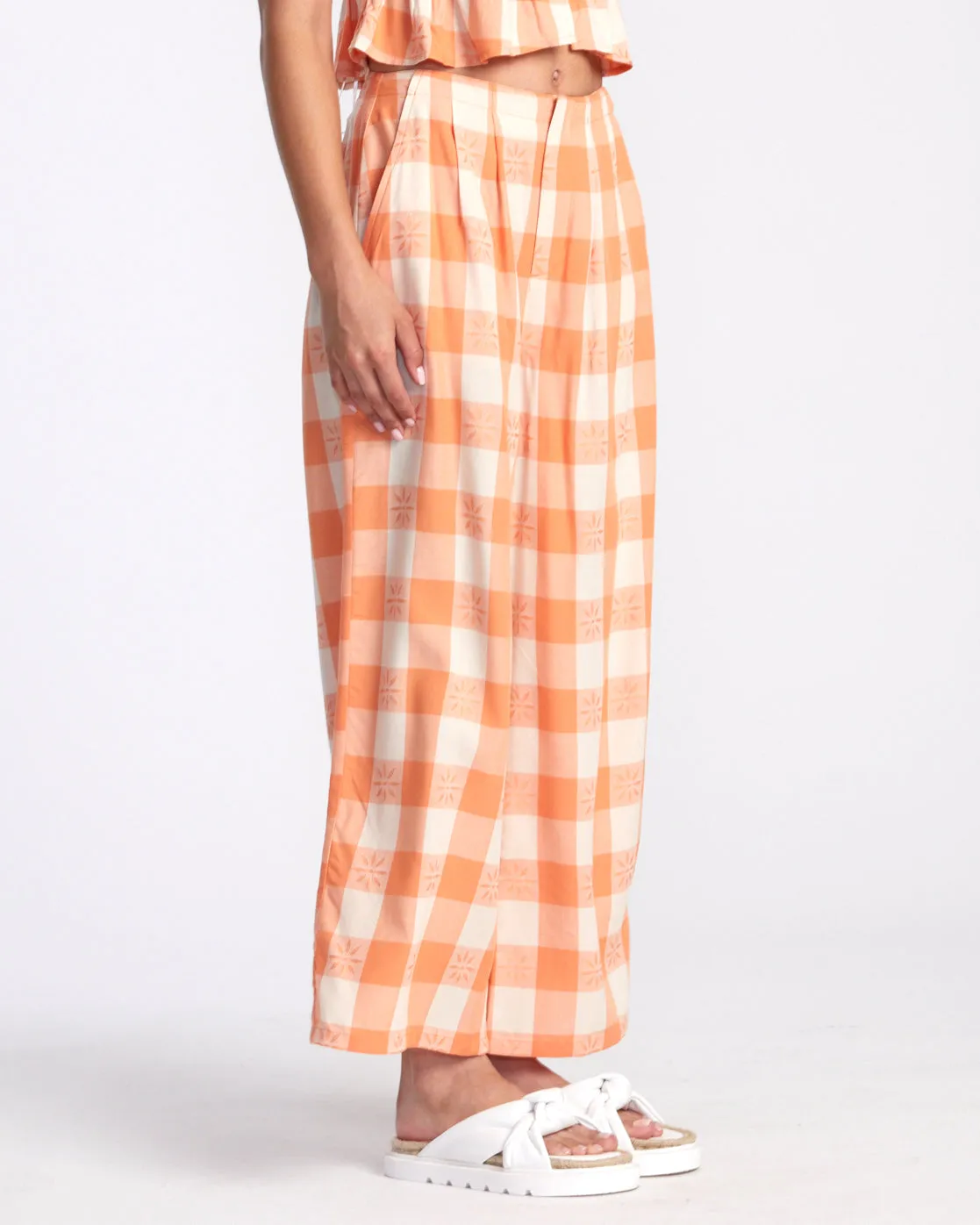 Callum Printed Wide Leg Pants - Copper Tan