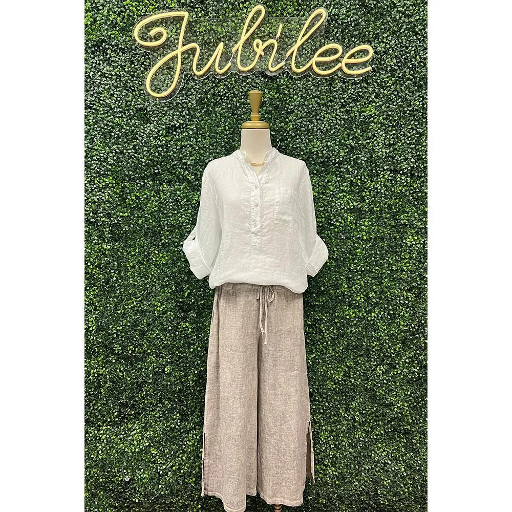 Carys Taupe Linen Pants