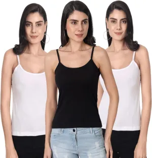 Cotton Short Length Slips Camisole Spaghetti Straps Tank Top for Women | Combo Pack of 3