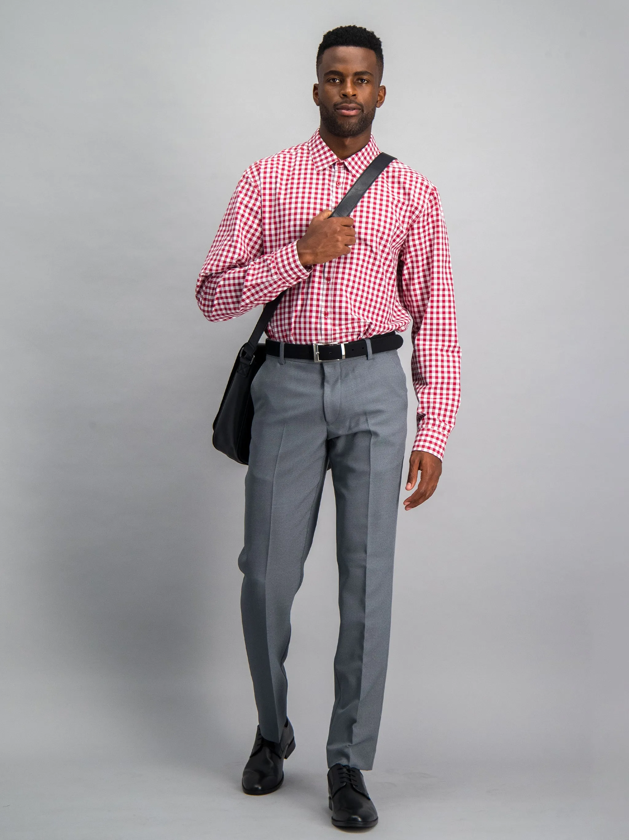 Dean regular fit cotton shirt- red gingham