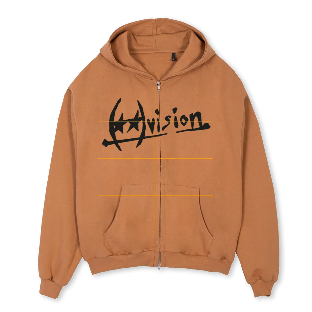DIVISIONTWOJEYSB Camel Oversized Zipped Hoodie.