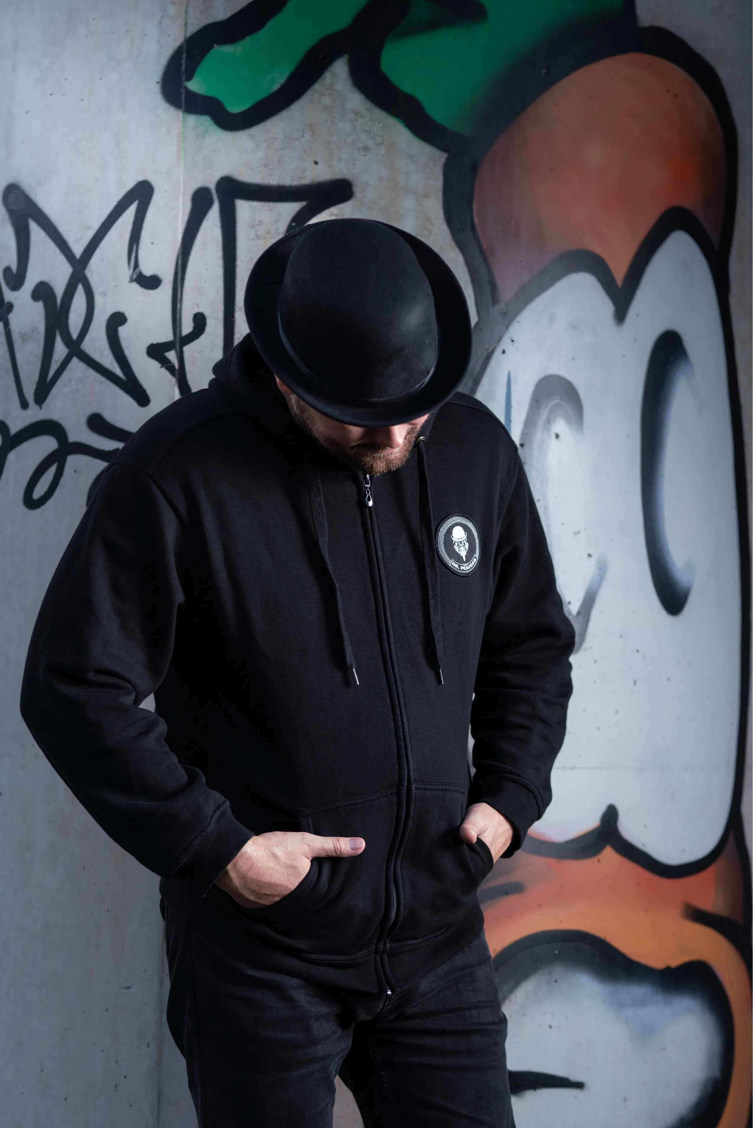 Dr. Peacock 2023 Logo Zipped Hoodie (Black)