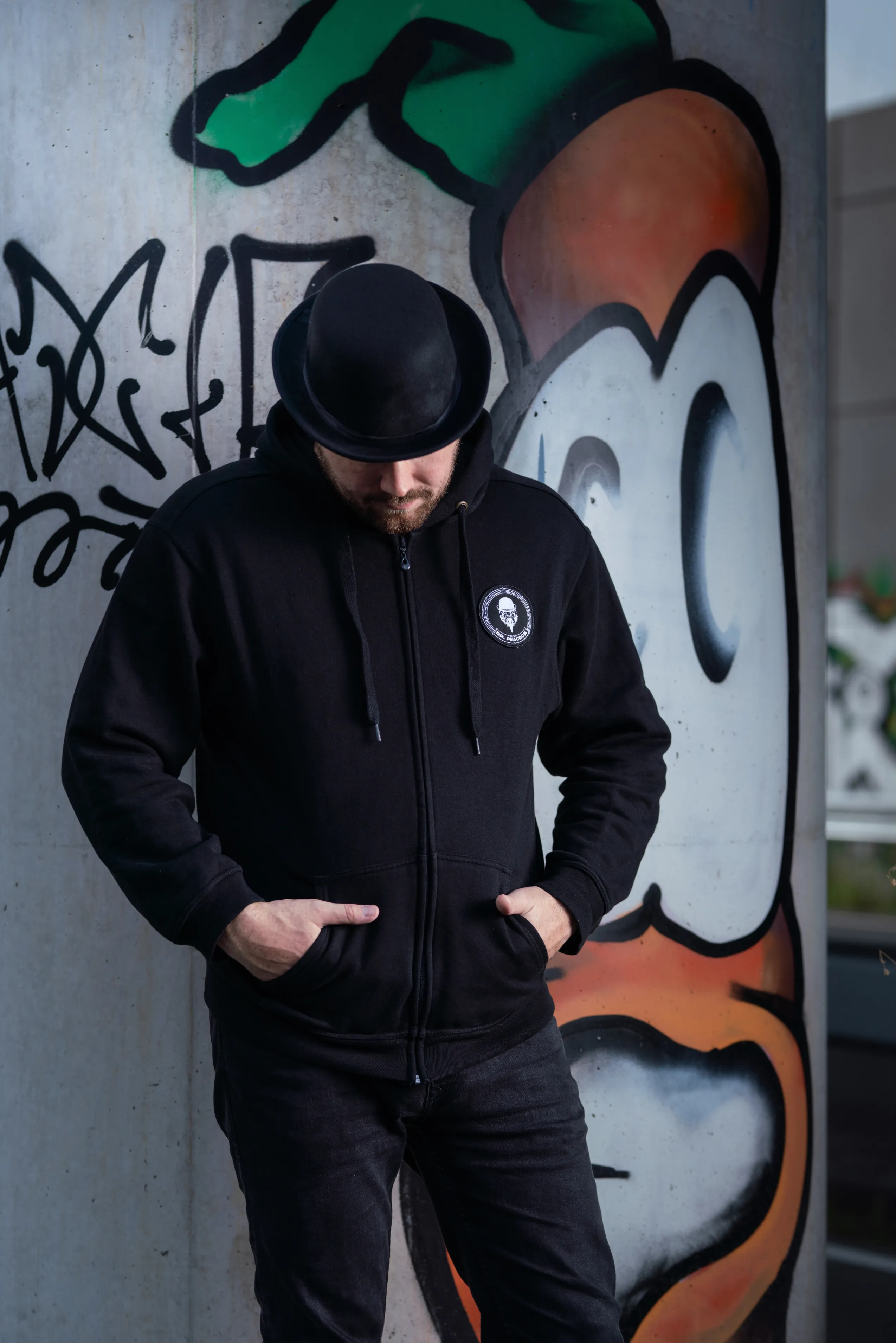 Dr. Peacock 2023 Logo Zipped Hoodie (Black)