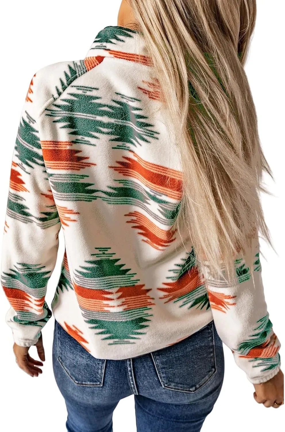 Fleece Jacket Womens Western Aztec Print Button Down Shacket Jacket Winter Warm Long Sleeve Tribal Coat Outwear