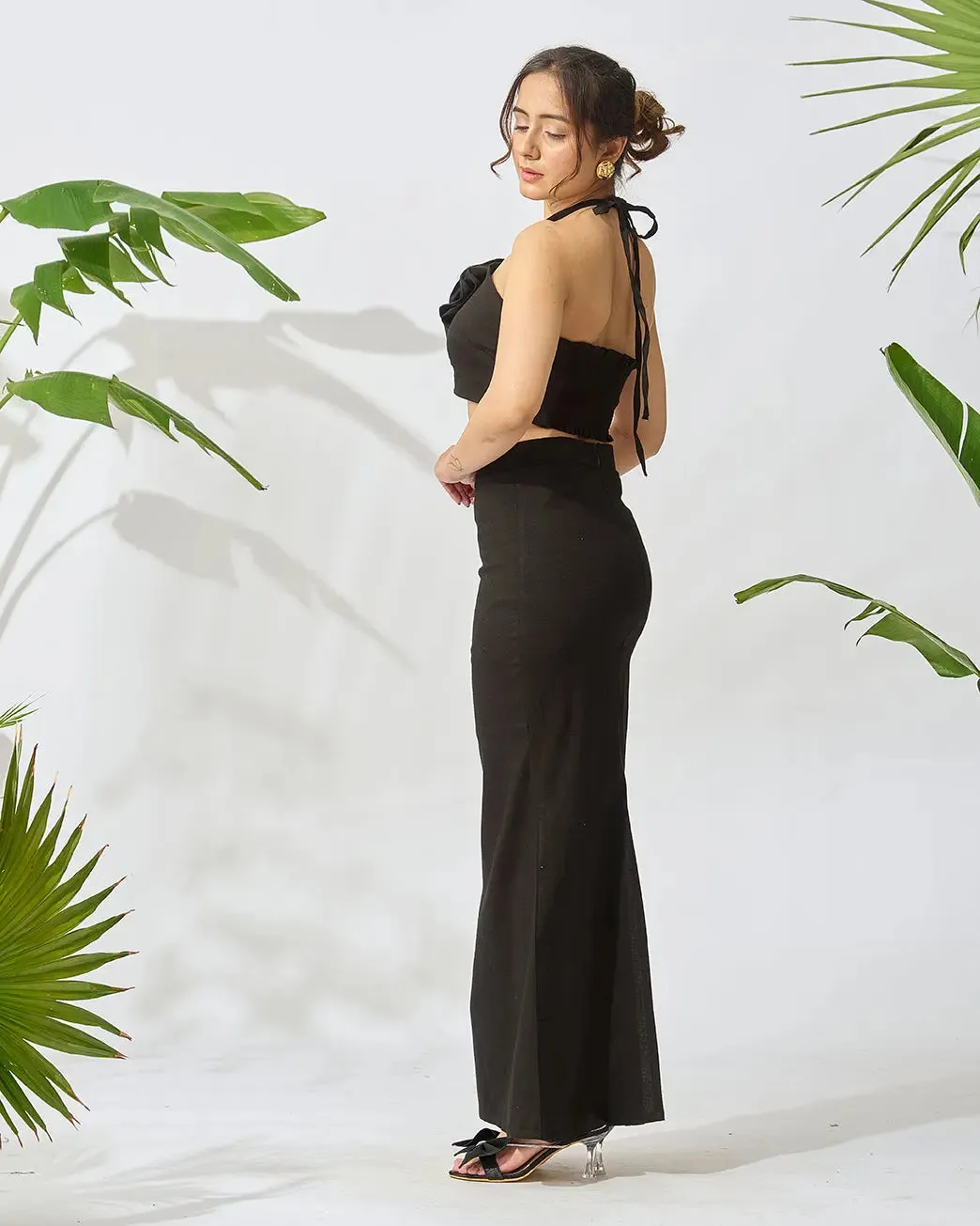 Floral Patch Tube Top and Slit Maxi Skirt Co-ord Set
