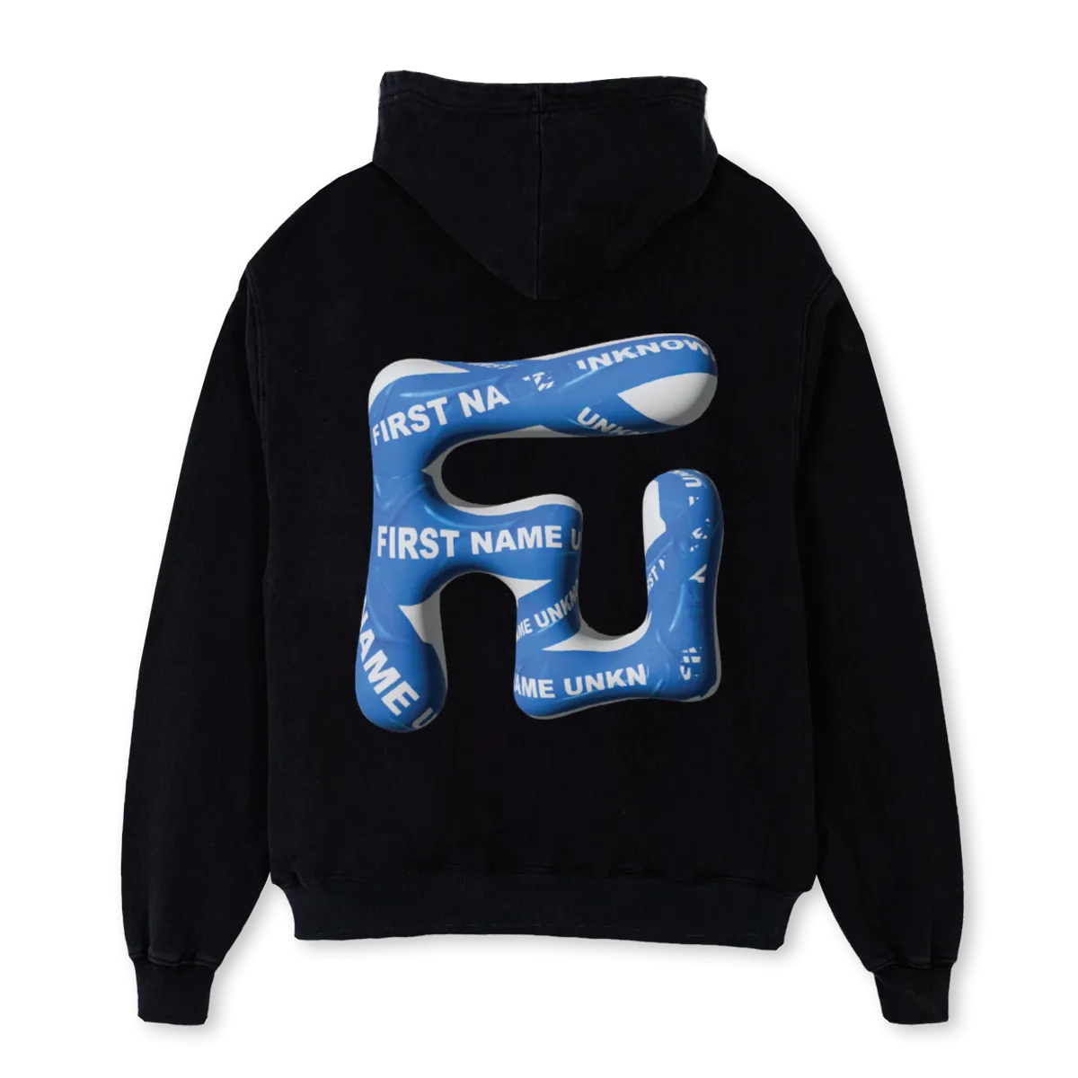 FNUTAPE Black Oversized Zipped Hoodie.