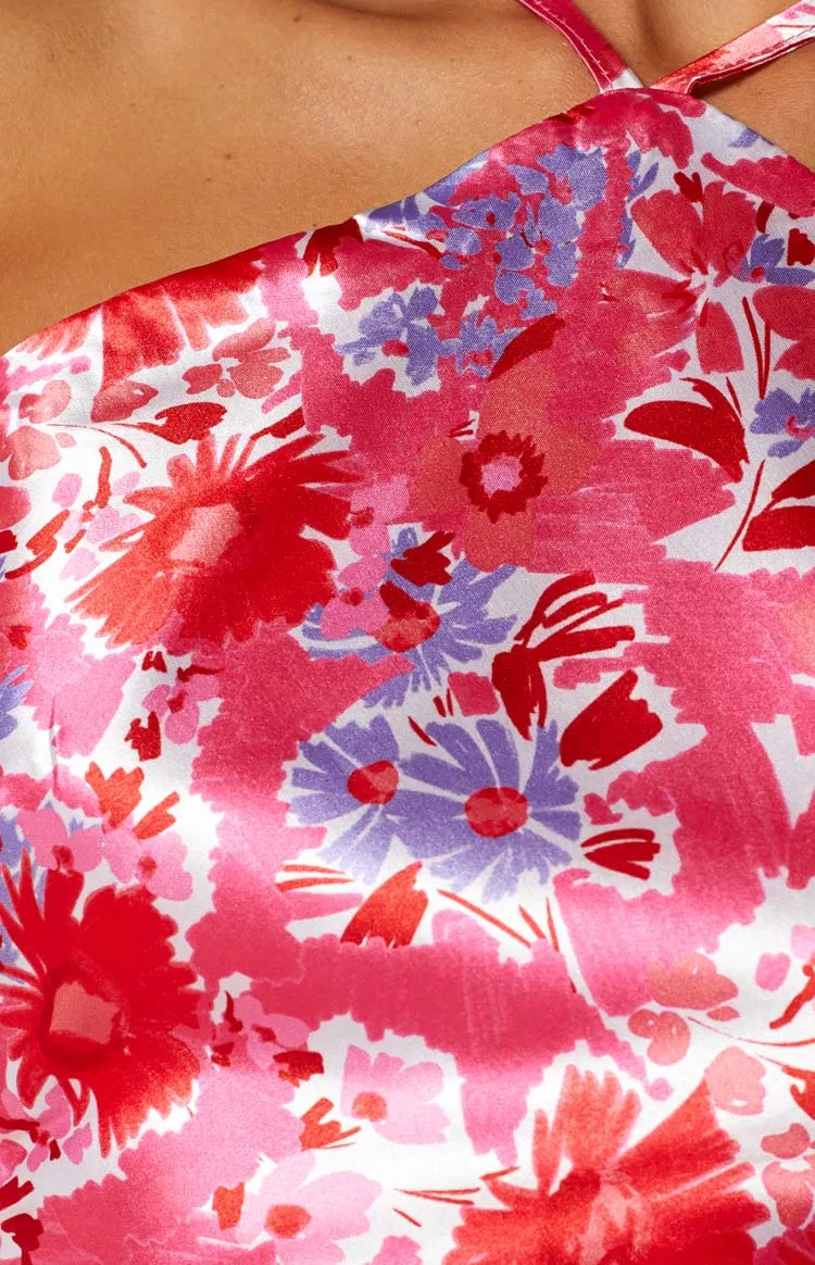 Gina Pink Floral Halter Top