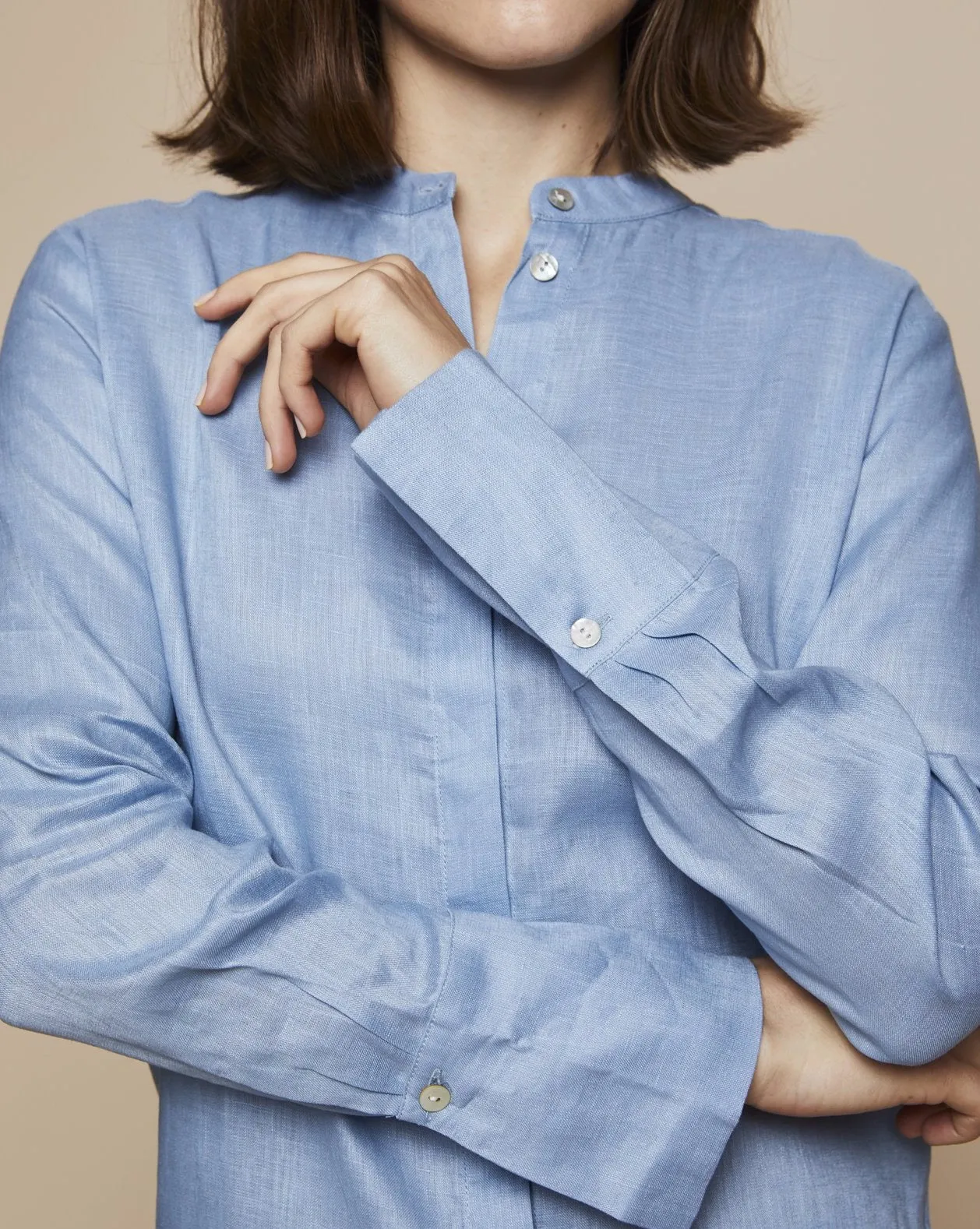 Laura Linen Blouse in Candy Blue