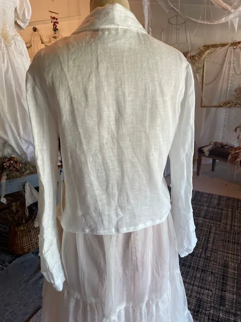 LONG SLEEVE BLOUSE WITH PIN-TUCKS- WHITE LINEN - BEST SELLER