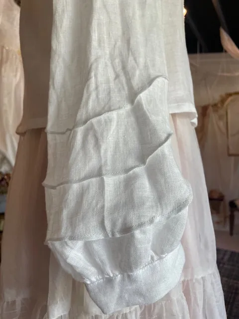LONG SLEEVE BLOUSE WITH PIN-TUCKS- WHITE LINEN - BEST SELLER