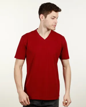 Luxury V Neck Tee Burgundy