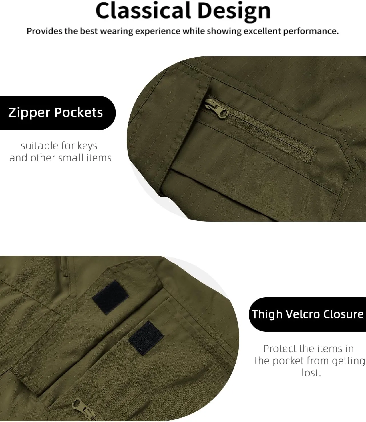 Mens Hiking Cargo Shorts Casual Tactical Waterproof Shorts for Work Golf Fishing with 6 Pockets