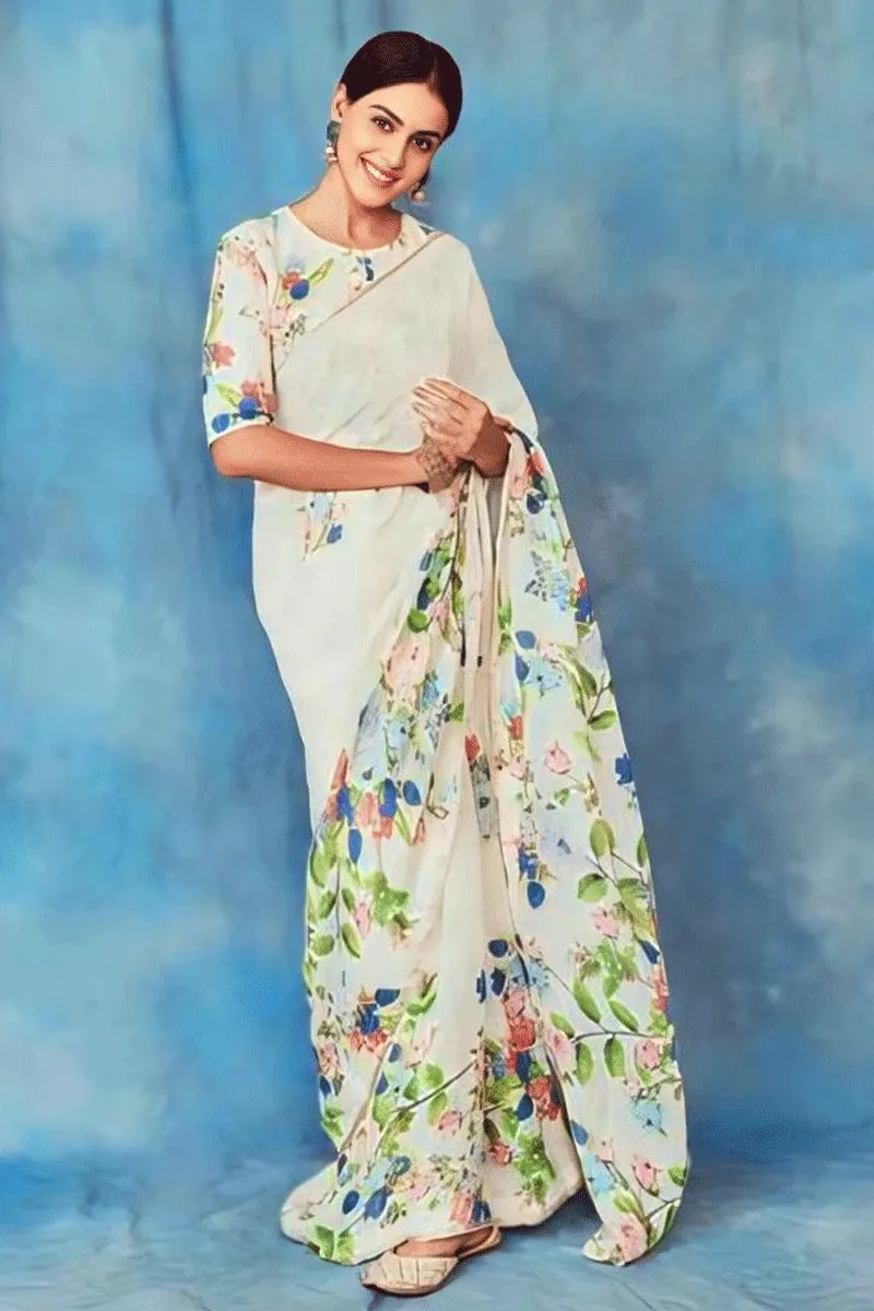 New Look Genelia Deshmukh In White Saree For Durga Puja