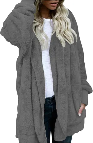 Oversized Warm Winter Coats Plus Size Warm Coat Lapel Double-Breasted Daily Outercoat with Flufff Coat with Pockets