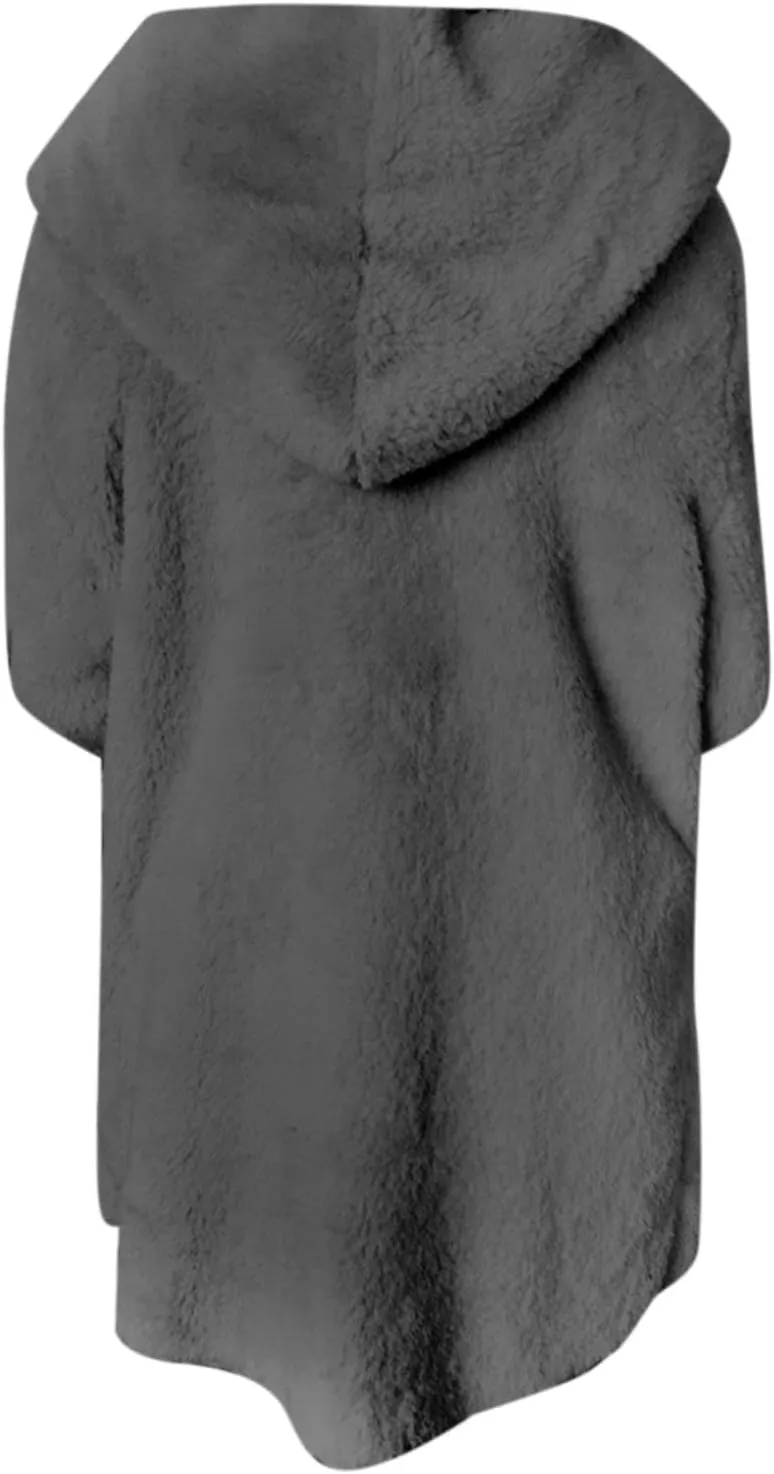 Oversized Warm Winter Coats Plus Size Warm Coat Lapel Double-Breasted Daily Outercoat with Flufff Coat with Pockets