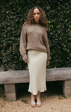 Poly Sheen Skirt Sandstone