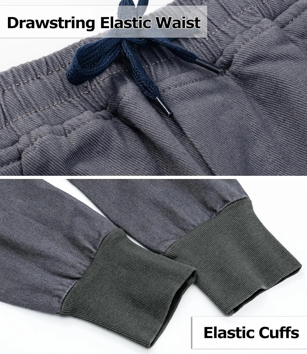 TLAENSON Boys Joggers Cargo Pants for Kids Drawstring Elastic Waist Cotton Twill Jogging School Pant