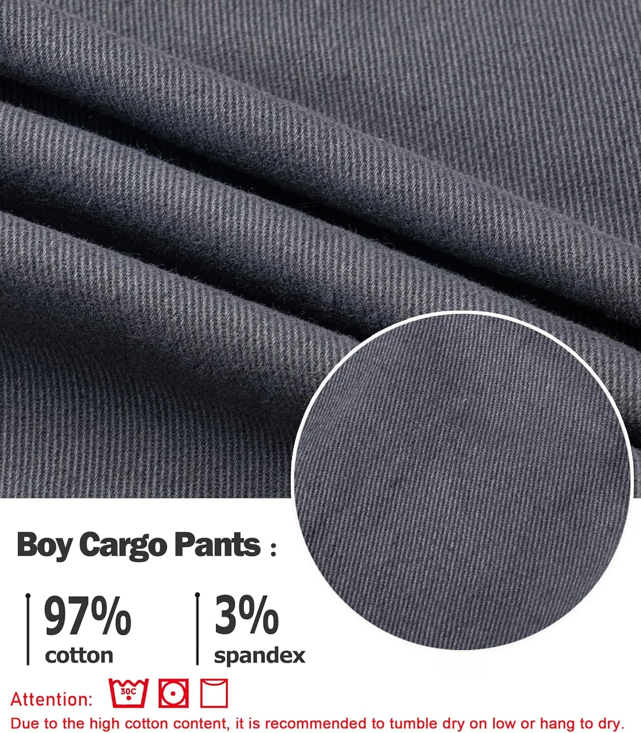 TLAENSON Boys Joggers Cargo Pants for Kids Drawstring Elastic Waist Cotton Twill Jogging School Pant