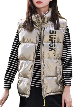 Toddler Boys Girls Autumn Winter Jacket Hooded Zip Sleeveless Jacket Winter Coat Cute Puff Lined Gilet
