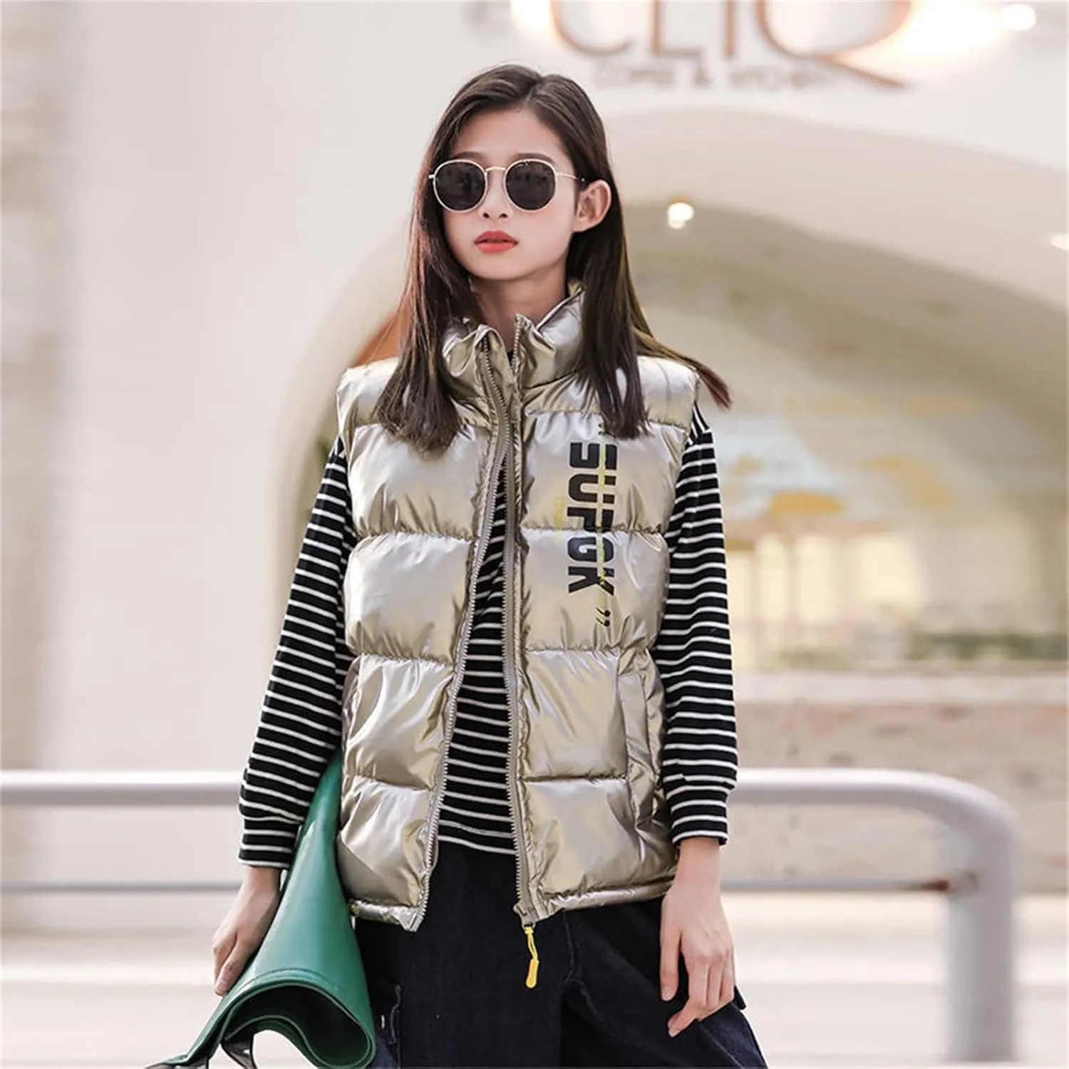 Toddler Boys Girls Autumn Winter Jacket Hooded Zip Sleeveless Jacket Winter Coat Cute Puff Lined Gilet