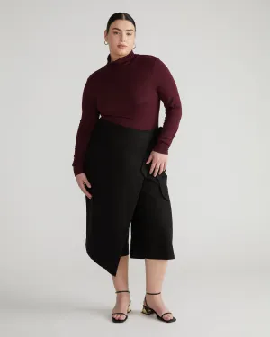 Villa Linen Wrap Culottes - Black