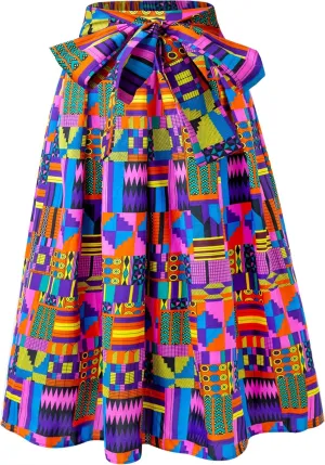 Women African Print Skirt Dutch Ankara Wax Print Full Circle Skirt