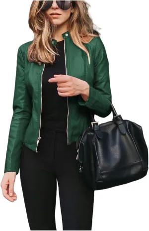 Women's Faux Leather Moto Biker Blazer Jackets Fall Faux Suede Motorcycle Jacket Coat Vintage Pu Leather Streetwear