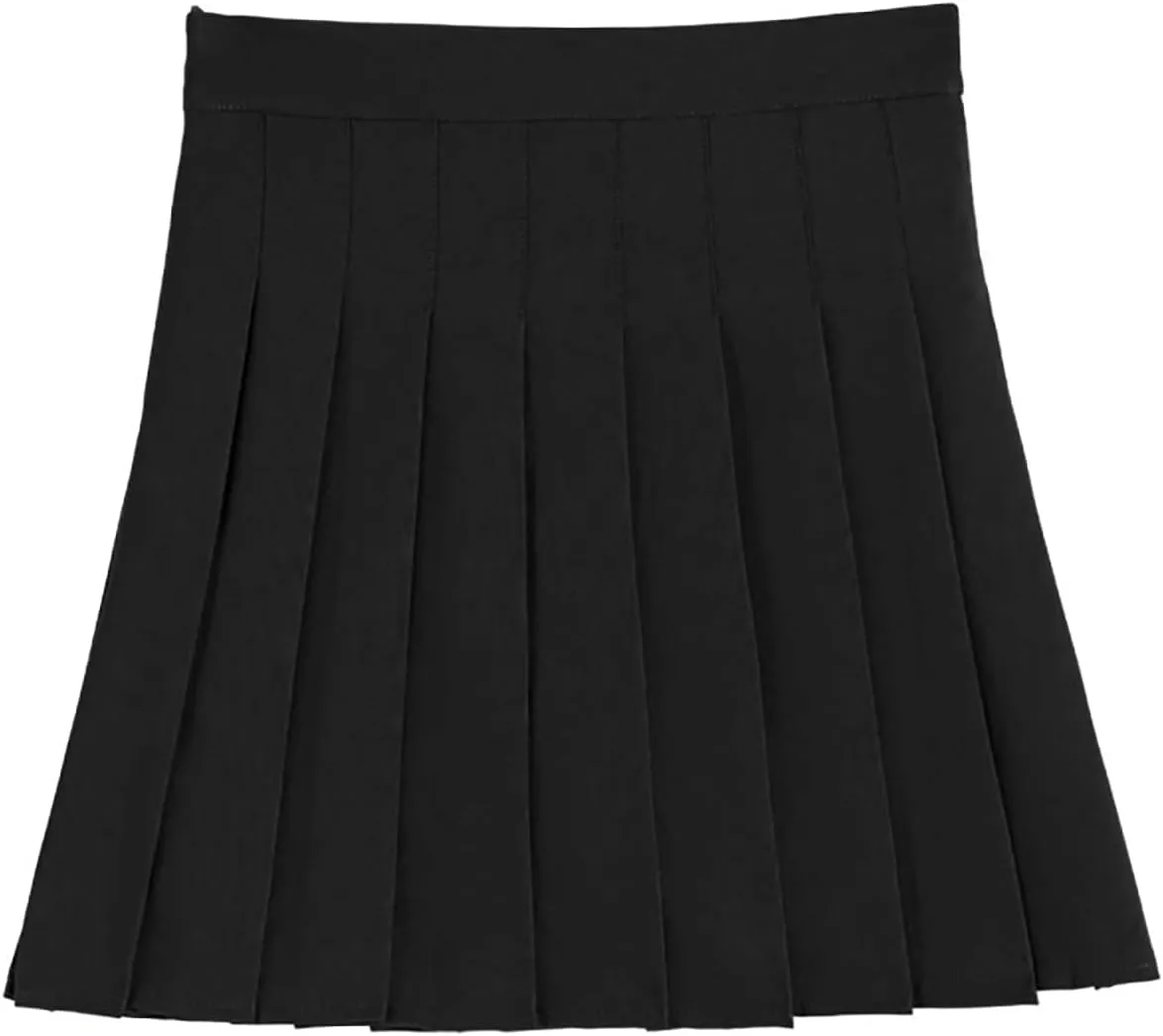 Womens Stretchy Pleated Skirt Comfort High Waist Cheerleader School Skirt Pencil Skirts