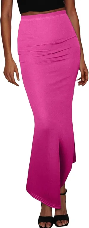 Women's Summer Skirts 2025 Solid Color High Waist Casual Ruched Maxi Long Bodycon Going Out Dresses, S-XL
