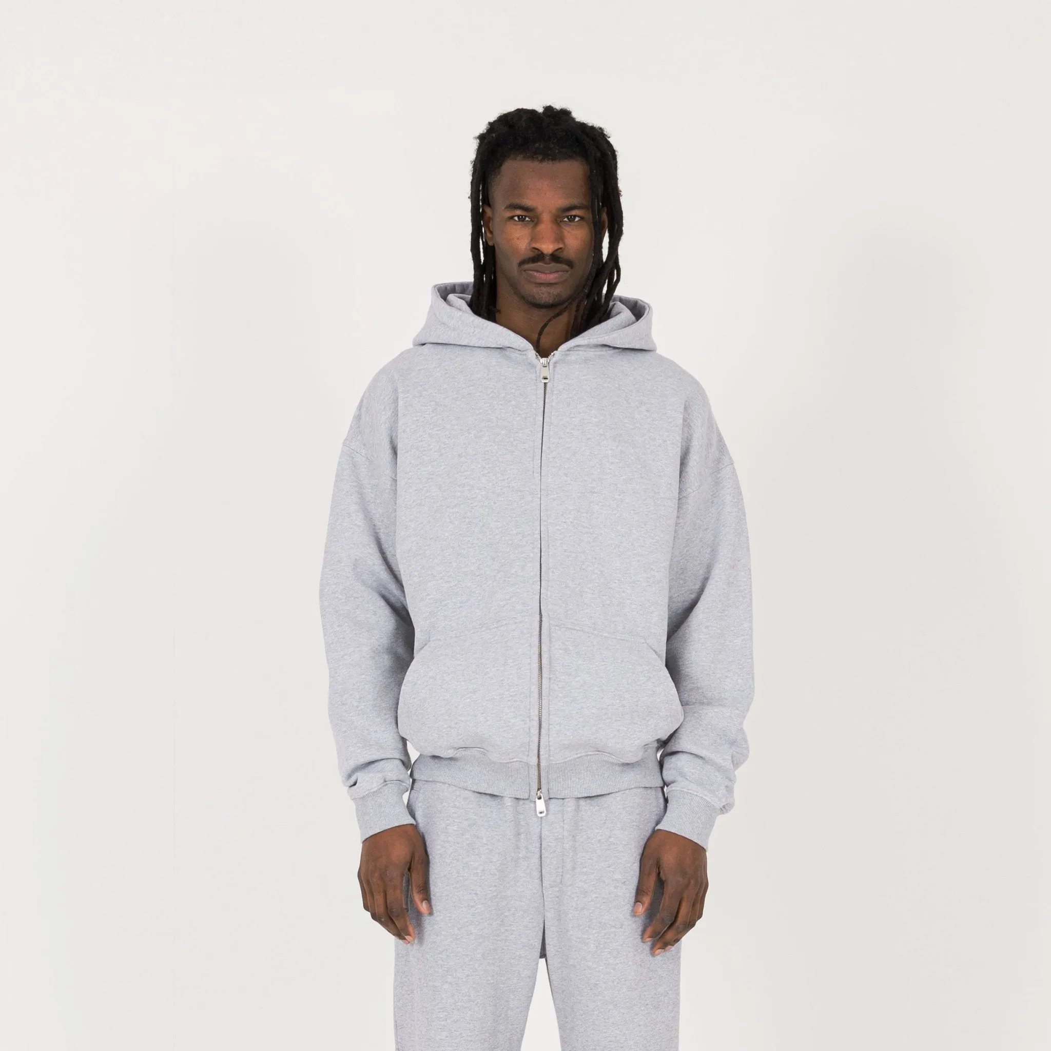 Zip Hoodie - Light Marl Grey